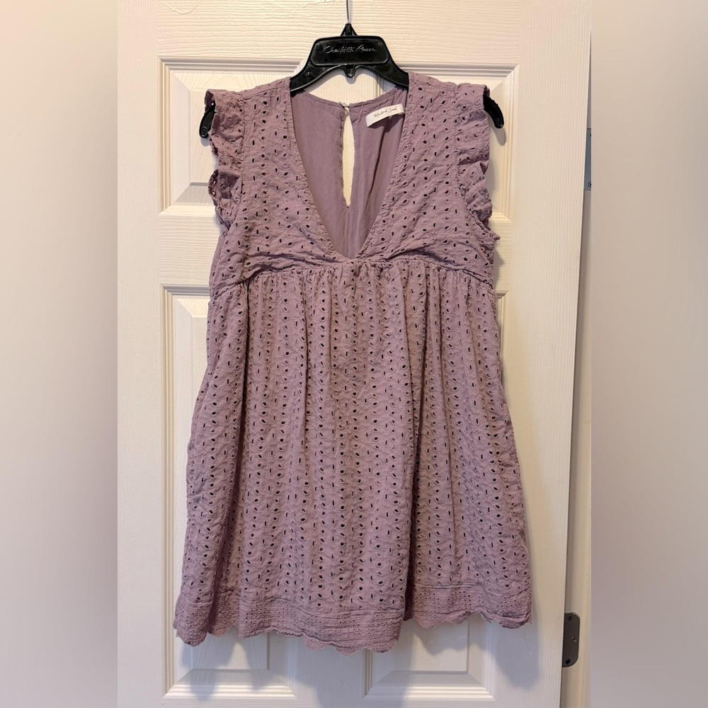Mustard Seed Purple Eyelet Tunic Top